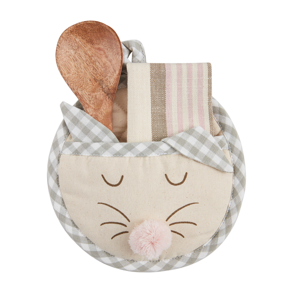 Round Bunny Pot Holder Set