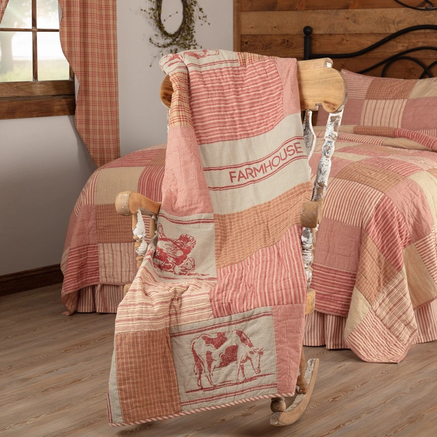 Red Farm Animal Quilted Throw