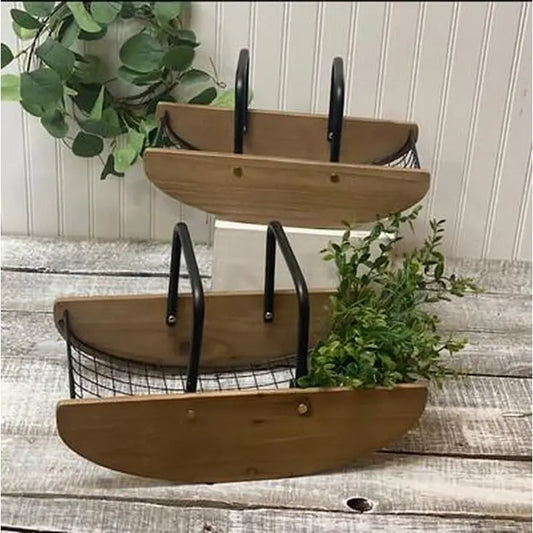 Small Wood Wire Basket