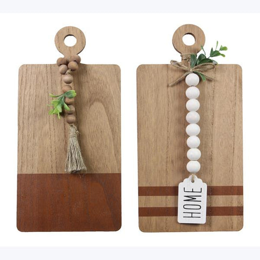 Natural/Stripe Wood Wall Decor Cutting Board with Beads